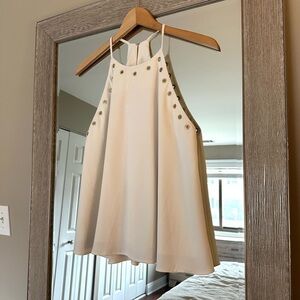 Amanda Uprichard White And Gold Tank Blouse Size Medium